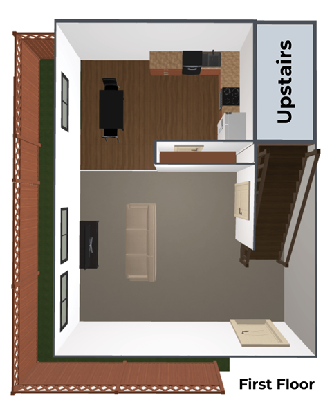 Floor plan for 2 beds, 1 bath, 760 sqft